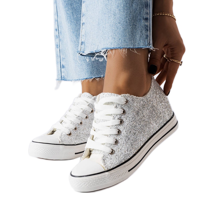 Zapatillas plateadas de cuña baja de Garceau plata