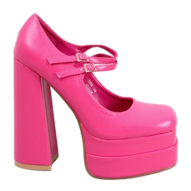 BM Zapatos de tacón con plataforma de grano Loit Fucsia rosado