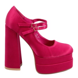 BM Zapatos de tacón con plataforma de satén fucsia de Prandi rosa