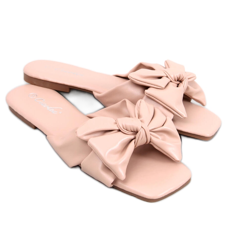 Chanclas Minnen con lazo nude rosado