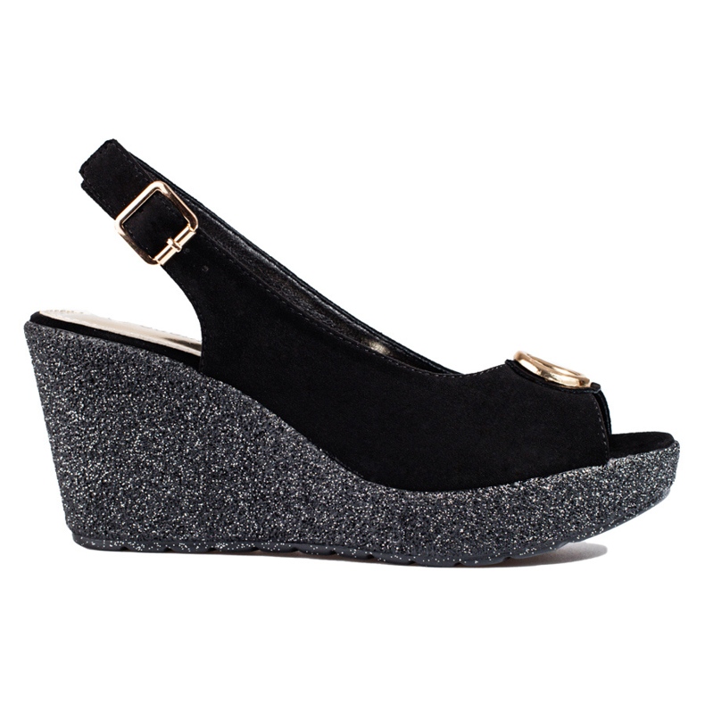 Sandalias mujer cuña Shelovet ante negro