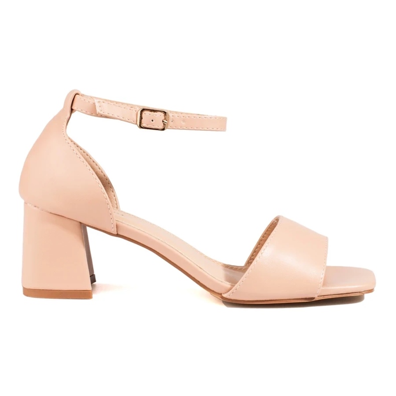 Sandalias beige clásicas de tacón bajo de Shelovet