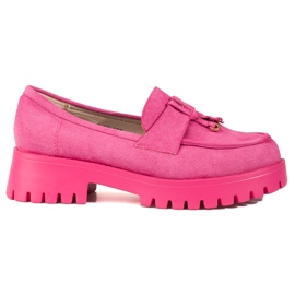 Mocasines plataforma Shelovet ante rosa rosado
