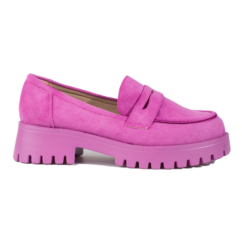 Mocasines de mujer morados con plataforma Shelovet ante violeta rosado