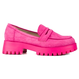 Mocasines de mujer con plataforma Shelovet ante rosa rosado