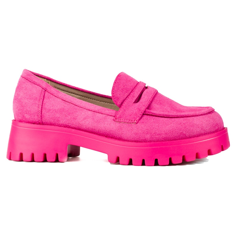 Mocasines de mujer con plataforma Shelovet ante rosa rosado