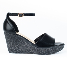 Sandalias mujer cuña alta Shelovet negro