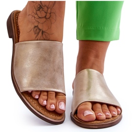 Aletas doradas de cuero de cuero para mujeres dorado