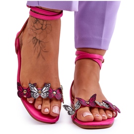Sandalias De Mujer Con Mariposas Decorativas Jeane Fucsia rosado