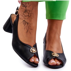 Sandalias de cuero negro de moda negro