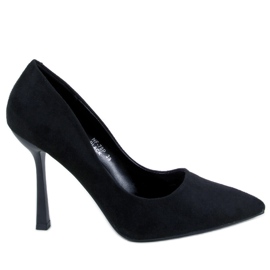 BM Zapatos de tacón de ante de mujer Camerin Black negro