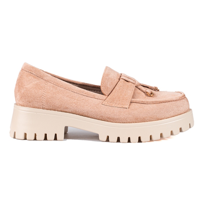 Mocasines de ante para mujer en la plataforma Shelovet beige