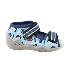 Pantuflas infantiles befado con velcro, azul 350P036