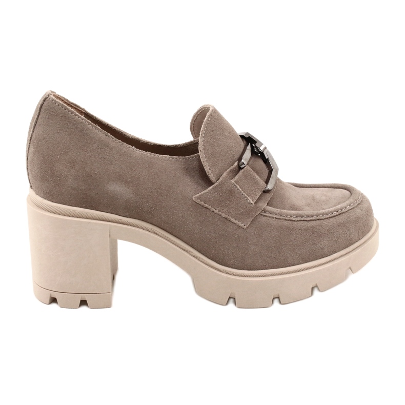 Lemar Elegantes zapatos brogue en el talón con decoración Harmell en beige plateado oscuro