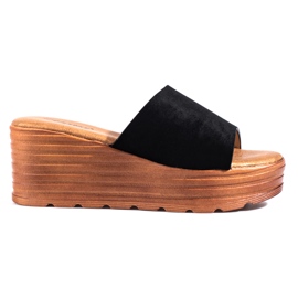 Zapatillas casa mujer cuña Shelovet ante negro