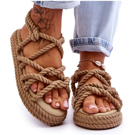 FG2 Sandalias Trenzadas De Moda Para Mujer Beige Tiffanie marrón