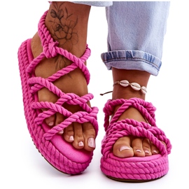 Sandalias Trenzadas De Moda Para Mujer Fuchsia Tiffanie rosa