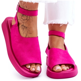 FG2 Cómodas Sandalias De Mujer En La Plataforma Fucsia Rubie rosado