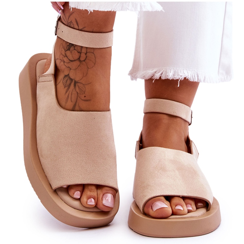 Cómodas Sandalias De Mujer En La Plataforma Beige Rubí marrón Cómodas Sandalias De Mujer En La Plataforma Beige Rubí marrón