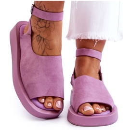 FG2 Sandalias Mujer Con Plataforma Cómodas Rubio Morado violeta