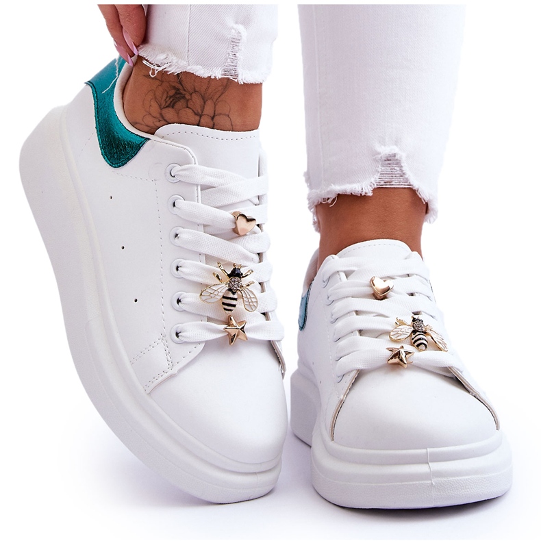 FG2 Zapatos Deportivos De Mujer En Una Plataforma Masiva Blanco Y Verde Chante FG2 Zapatos Deportivos De Mujer En Una Plataforma Masiva Blanco Y Verde Chante
