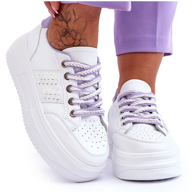Zapatillas De Mujer De Moda Con Plataforma Blanco-Morado Claribel