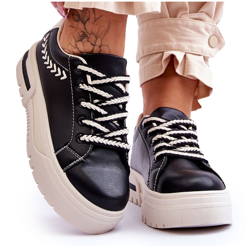 FG2 Deportivas De Mujer Cómodas Con Plataforma Negras Y Beige Devan negro FG2 Deportivas De Mujer Cómodas Con Plataforma Negras Y Beige Devan negro