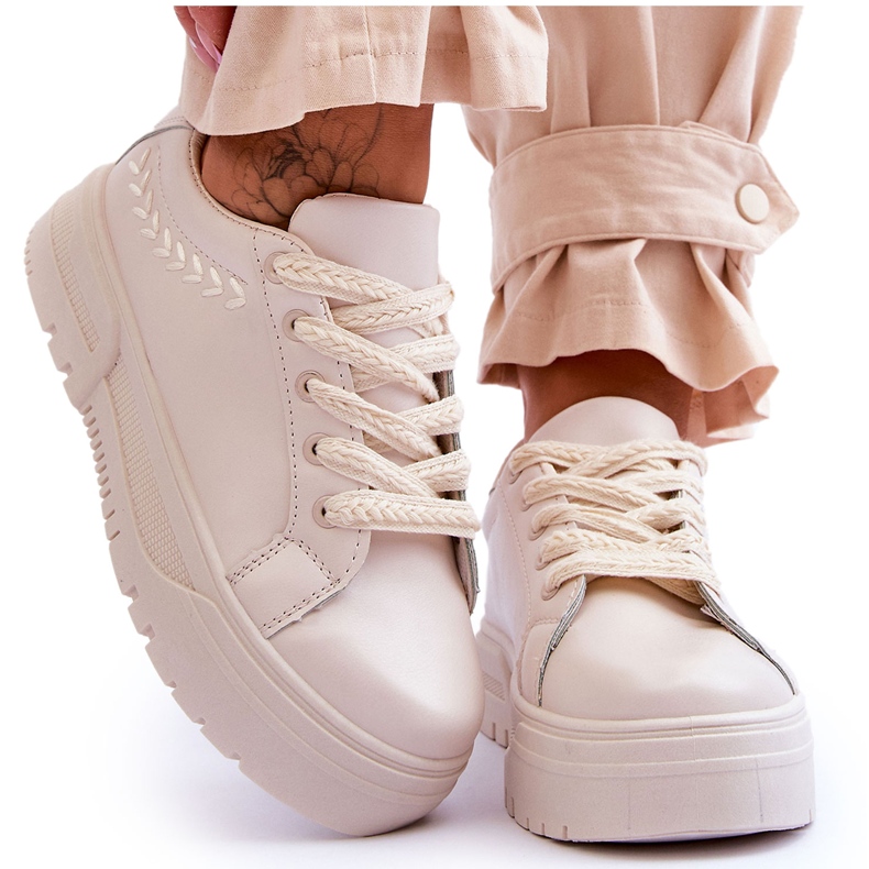 FG2 Deportivas Mujer Cómodas Con Plataforma Beige Devan FG2 Deportivas Mujer Cómodas Con Plataforma Beige Devan