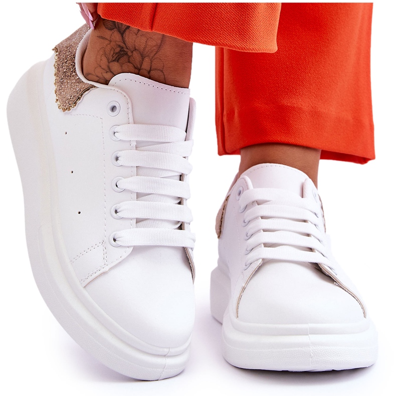 Deportivas Mujer Con Motivo Decorativo Delicias Blanco-Oro