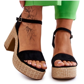 FI1 Cómodas sandalias de gamuza en una enorme barra Elishia negra negro FI1 Cómodas sandalias de gamuza en una enorme barra Elishia negra negro