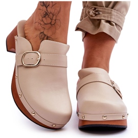 FI1 Zuecos Mujer Piel Beige Fanett