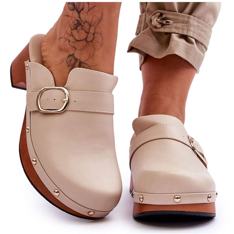 FI1 Zuecos Mujer Piel Beige Fanett