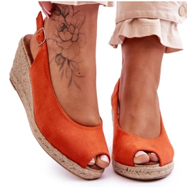 FB1 Sandalias de cuña de ante naranja Elsie