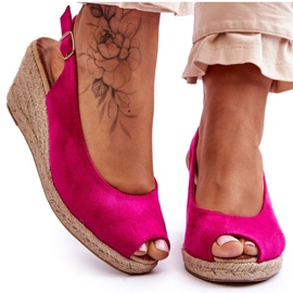 FB1 Sandalias de cuña de ante fucsia Elsie rosado