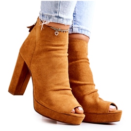 Sweet Shoes Botas en una barra Dedos abiertos Camel Adore naranja