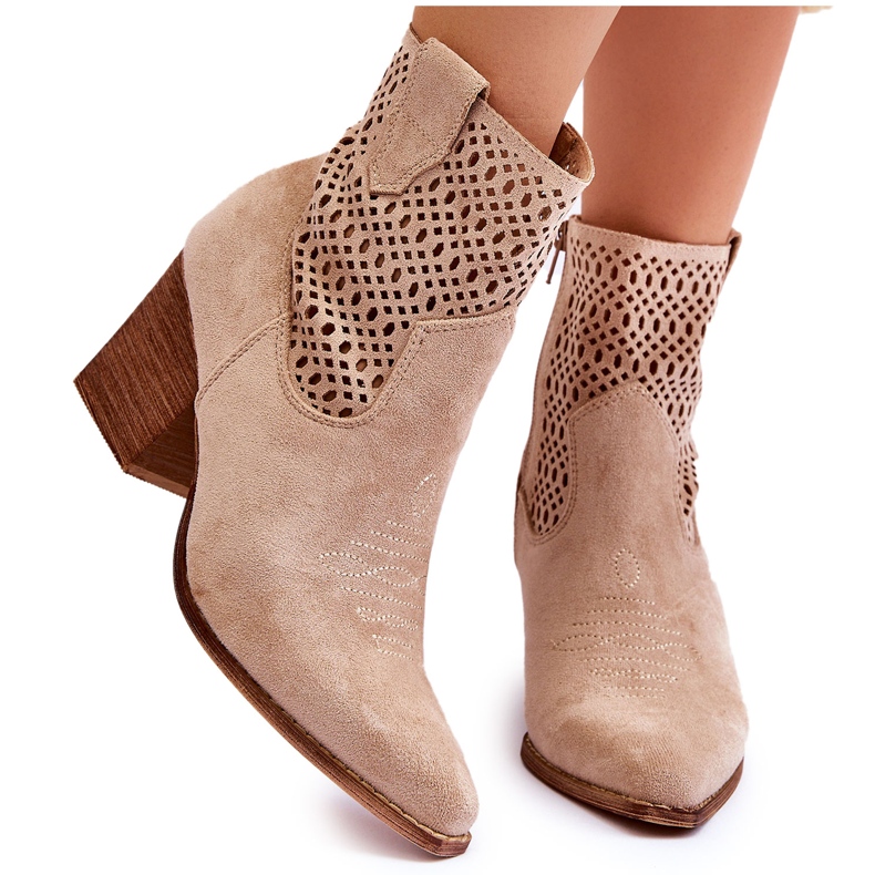 FB1 Botas Vaqueras Mujer Ante Beige Norvella