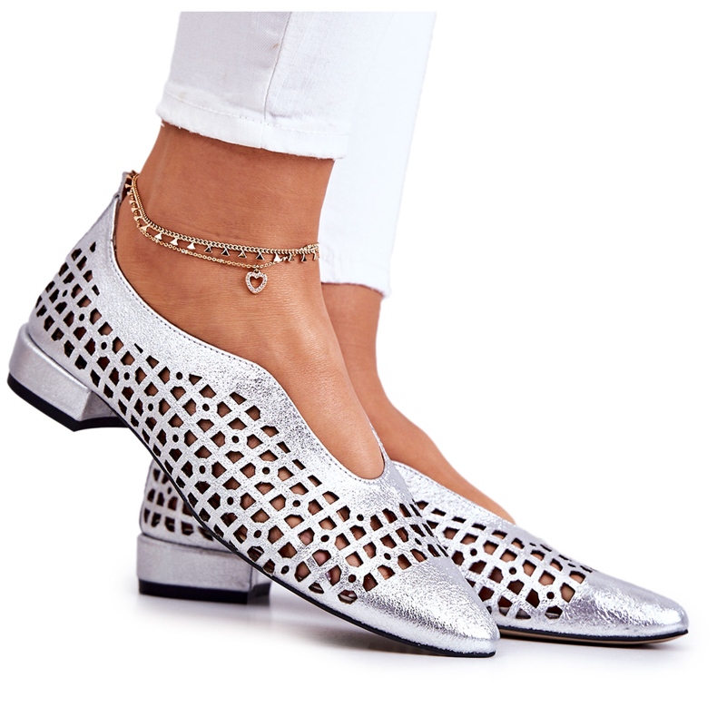 PA2 Zapato Cuero Calado Elegante Ismena plata
