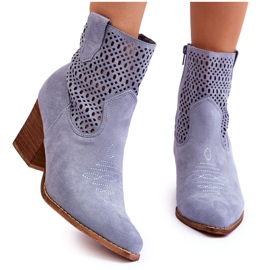 FB1 Botas Cowboy Mujer Ante Azul Claro Norvella