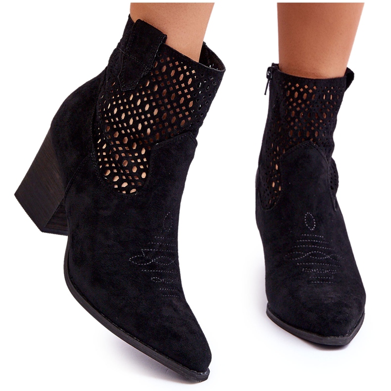 Botas Vaqueras Mujer Ante Con Tacón Negro Norvella