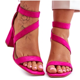 Sandalias Mujer Ante Tacón Fucsia Lanes rosado