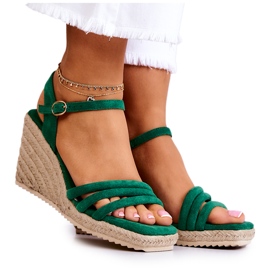 FJ1 Sandalias de cuña Louisiana de ante verde