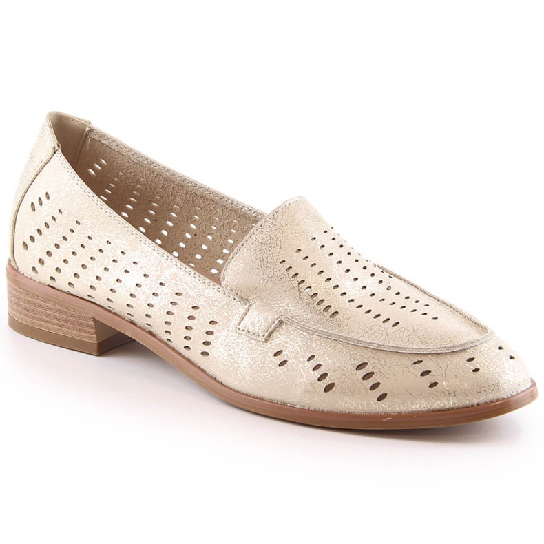 Zapatos mujer calados dorado brillante Potocki SZ12075
