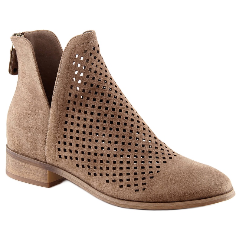 Botas mujer ante calado beige Potocki SZ12107