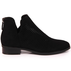 Botines mujer calados ante negro W Vinceza