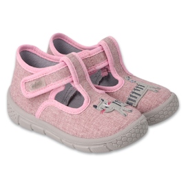 Zapatillas para niños de Befado 631p020 rosa con gatito rosado