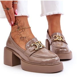 S.Barski Bombas de moda con tacones masivos beige Imani