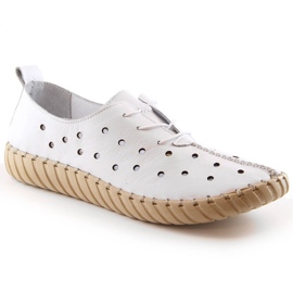 Zapatos mujer piel calados cómodos blanco Artiker 48C0567