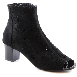 M. DASZYŃSKI Botas caladas primavera mujer peep toe negro M.Daszyński MR1954-10