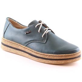 Zapatos cómodos de mujer en piel con plataforma verde Helios 380