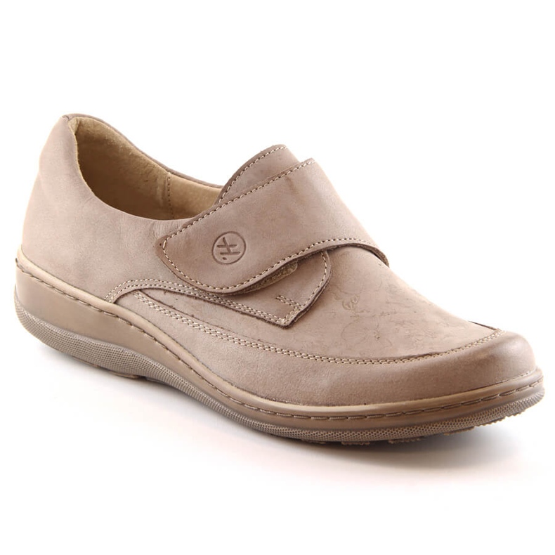 Zapatos cómodos mujer piel con velcro beige Helios 395